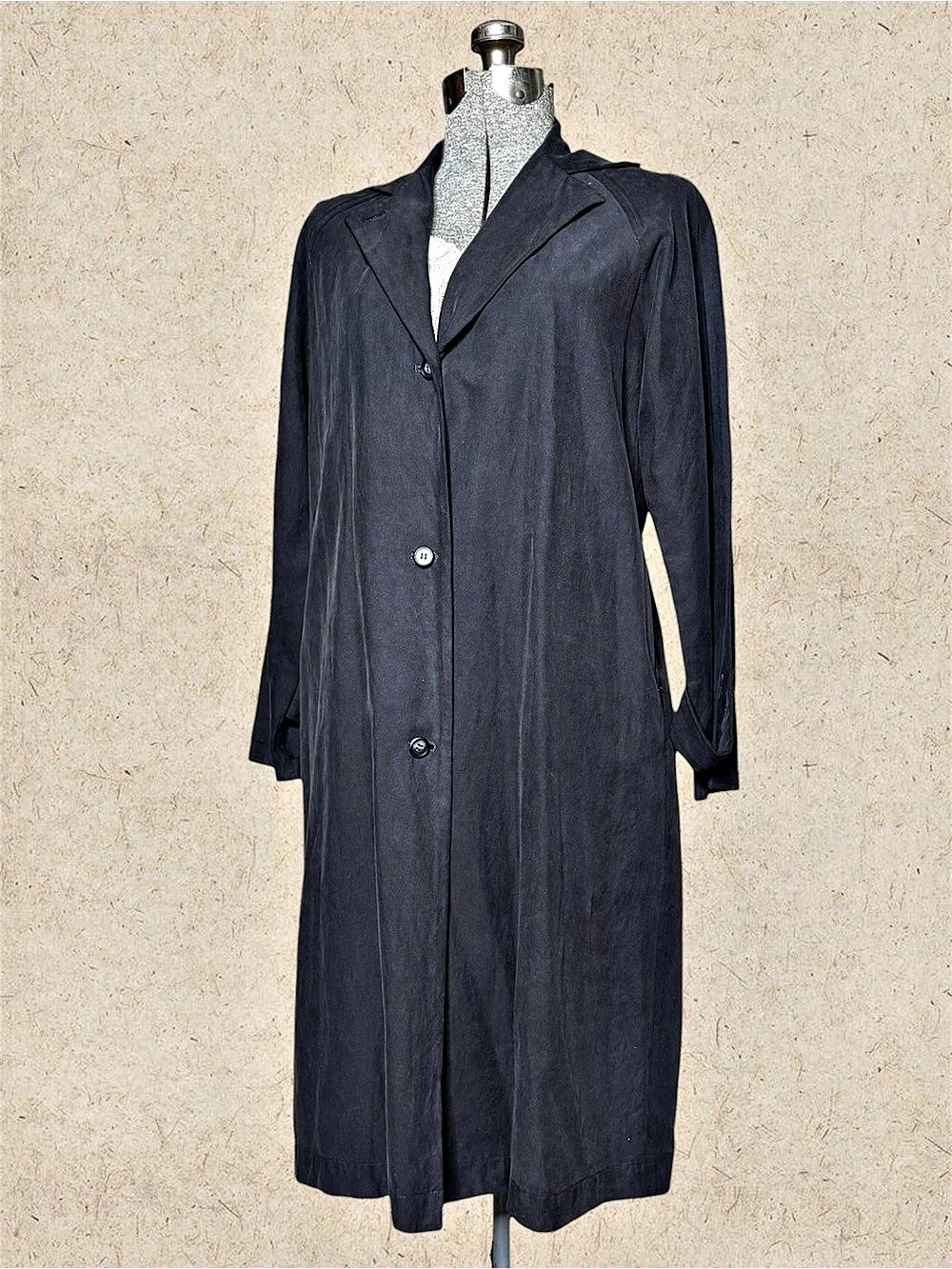 evam eva silk cotton linen Blend Trench Coat in Black